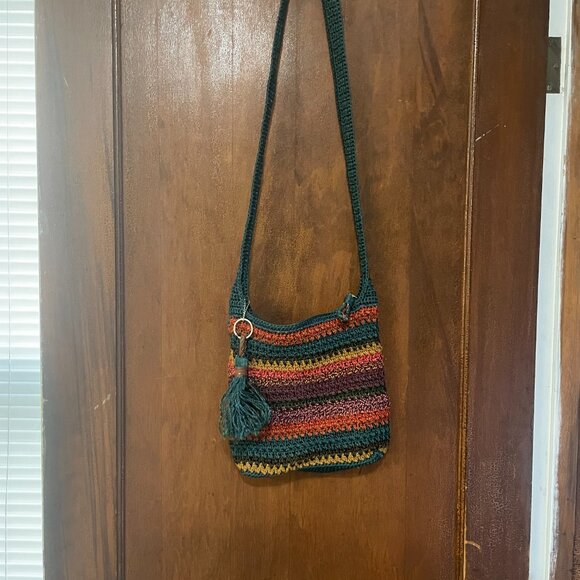 The Sak Crochet Crossbody Bag Boho Multicolor Knit Purse Tassel Festival Hippie - Picture 4 of 6